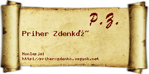 Priher Zdenkó névjegykártya